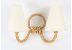 1950: Par de apliques de pared de cuerda «Audoux Minet»