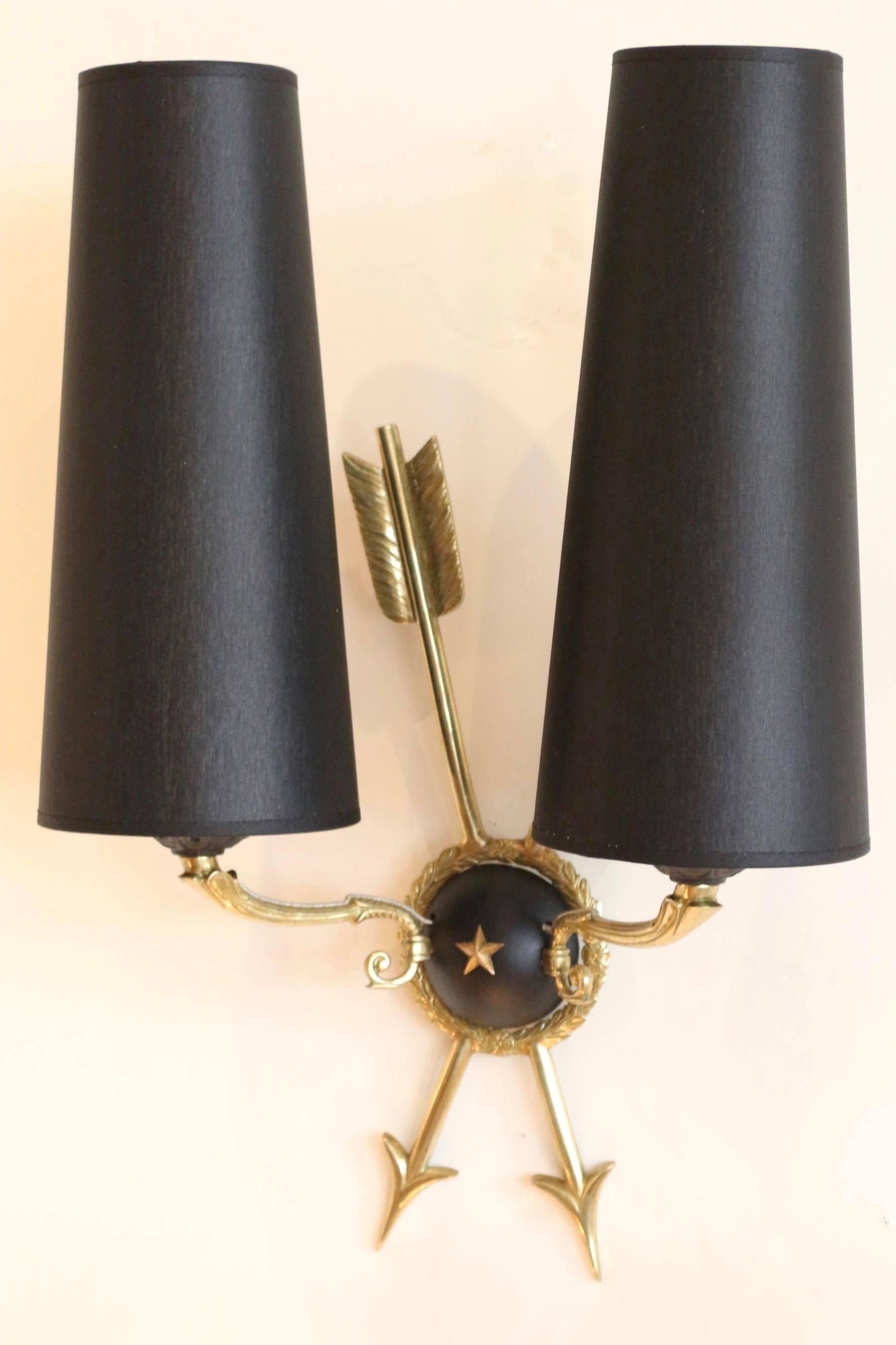 1960s Maison Honoré Neoclassical Pair of Sconce In Good Condition In Saint-Ouen, FR