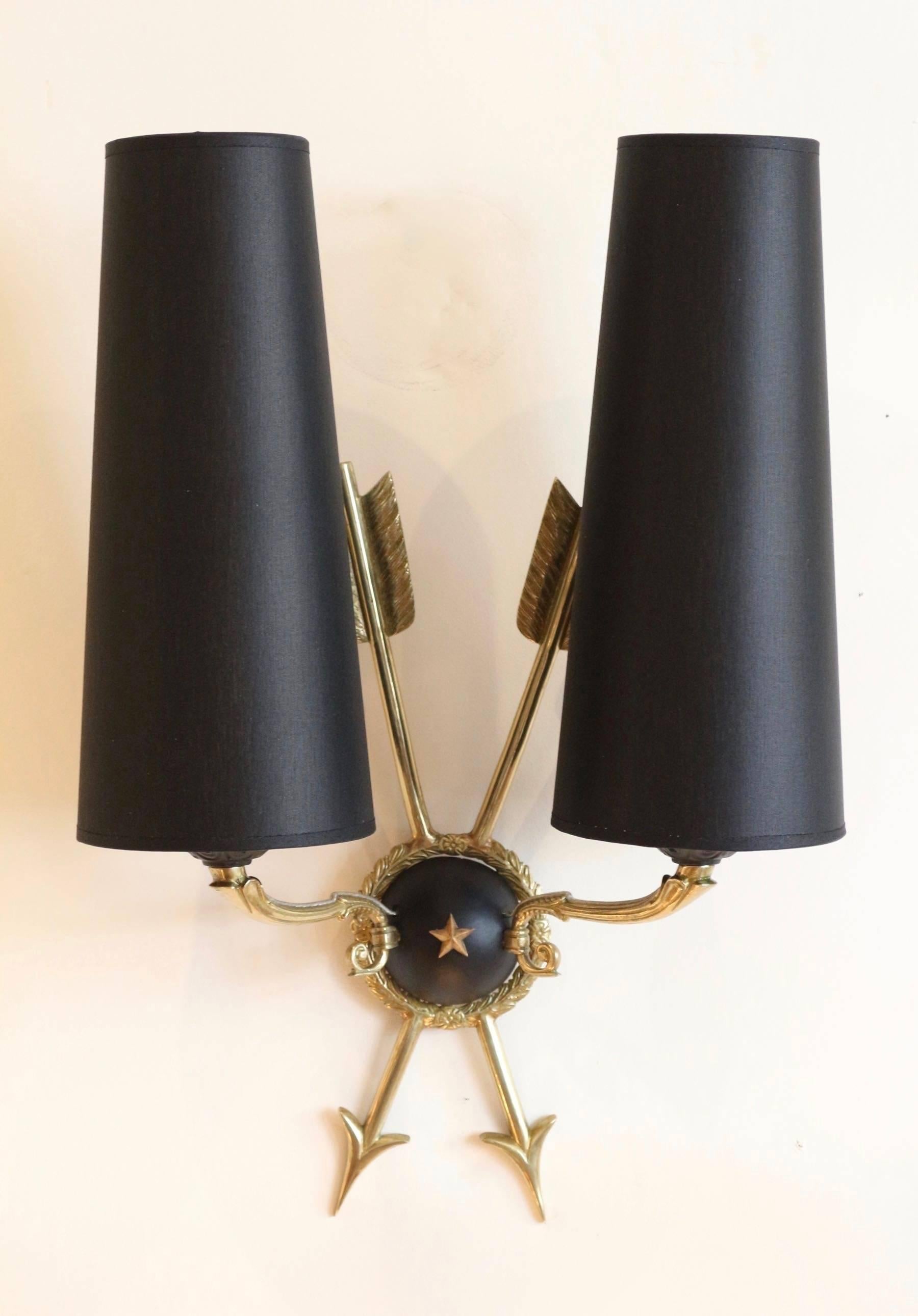 Mid-20th Century 1960s Maison Honoré Neoclassical Pair of Sconce