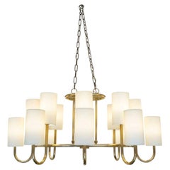 Lampadario da biliardo in ottone del 1950 di Marcel Guillemard