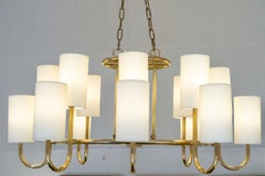 Lampadario da biliardo in ottone del 1950 di Marcel Guillemard