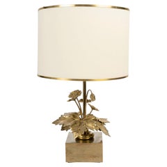 1970 Lampada da tavolo floreale in bronzo di Maison Charles