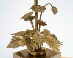 1970 Lampada da tavolo floreale in bronzo di Maison Charles