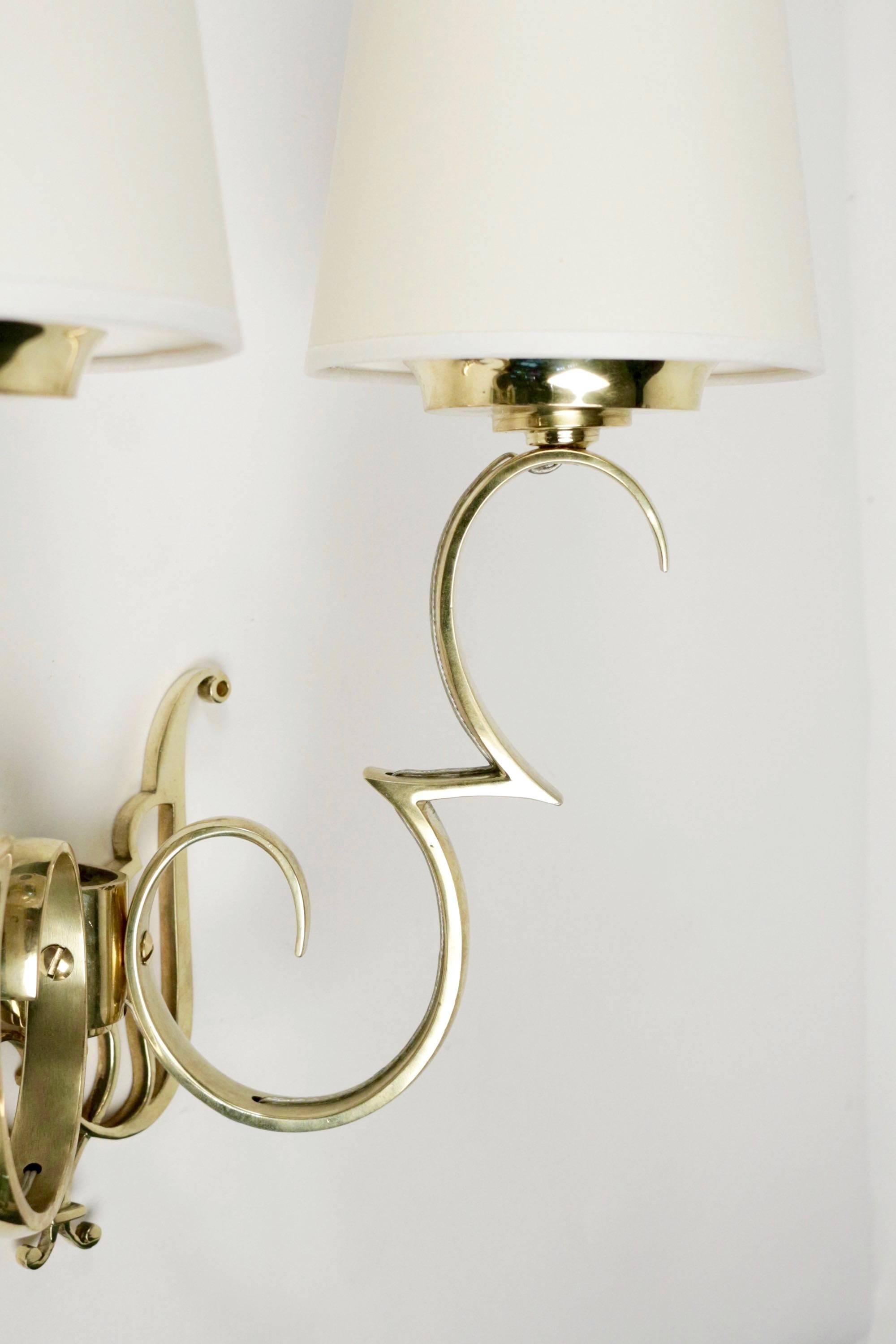 1960s Maison Honoré Pair of Brass Sconces In Good Condition In Saint-Ouen, FR
