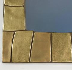 1960s Gilded and Enameled Ceramic Mirror, in the manner of Mithé Espelt