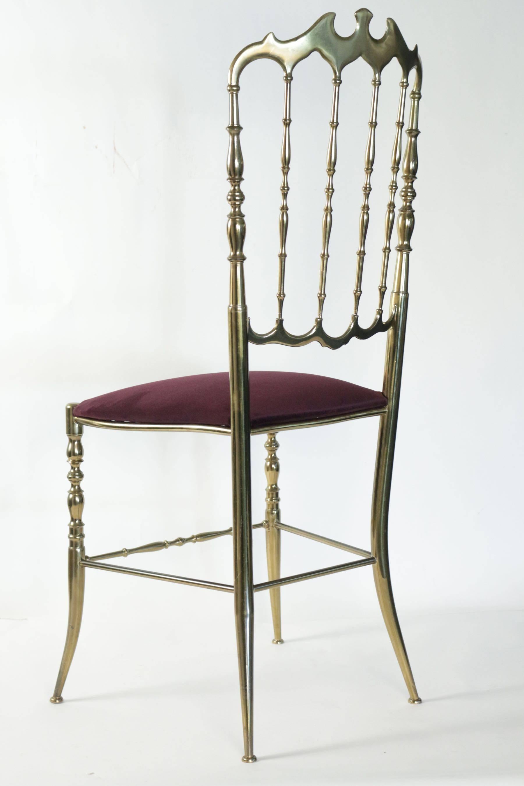 1950s Pair of Brass Chiavari Chairs 1