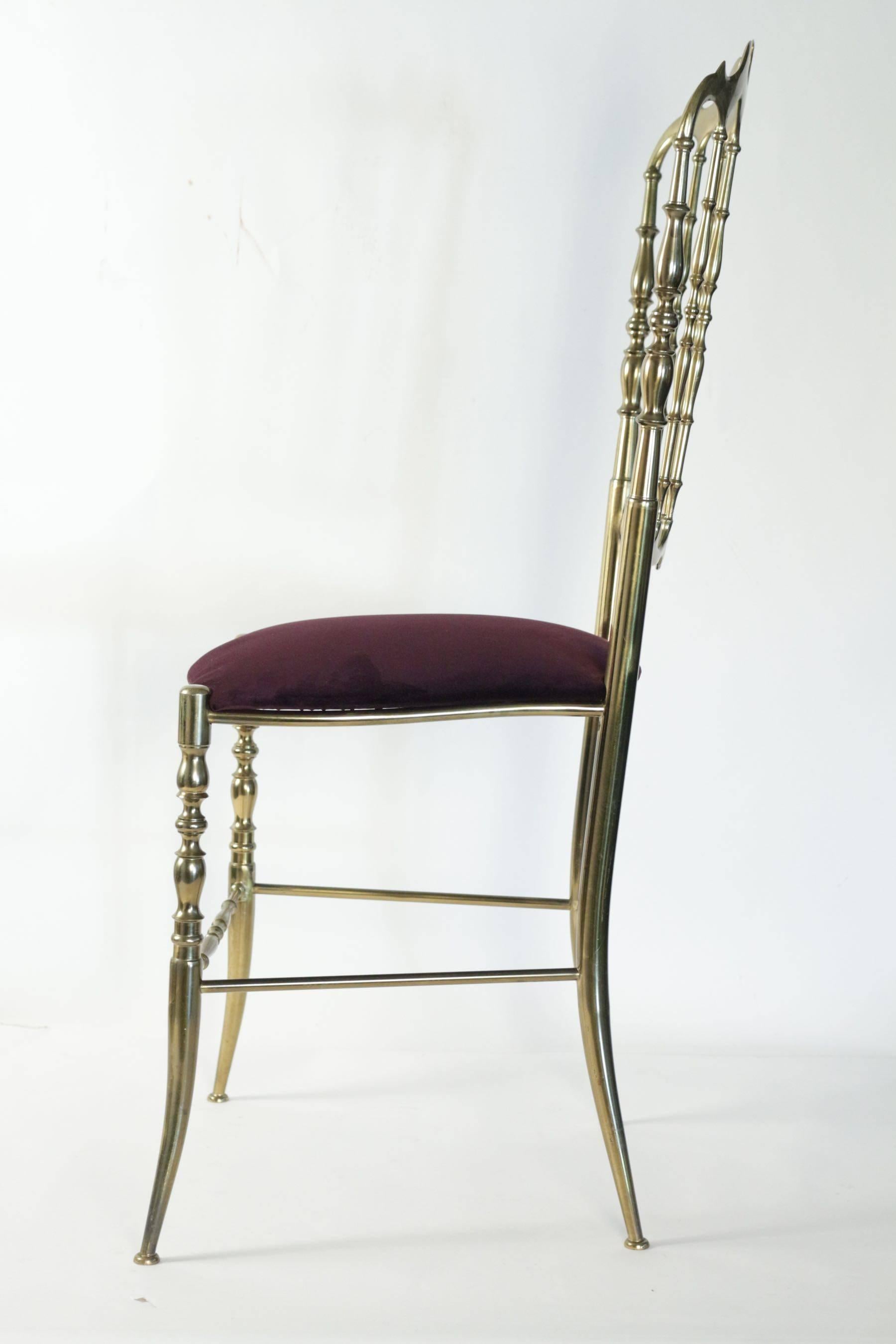1950s Pair of Brass Chiavari Chairs 2