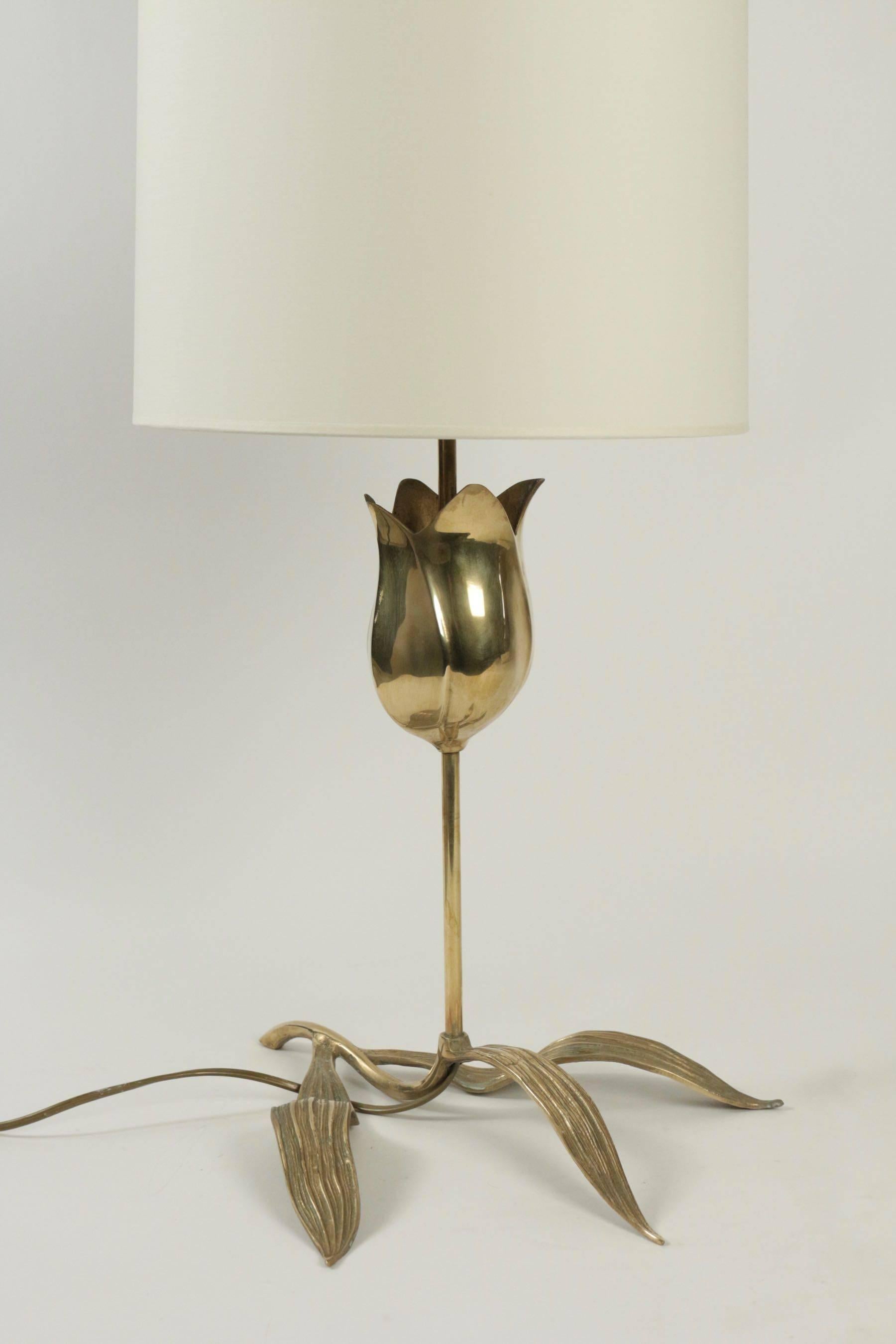 1970s Brass Table Lamp Attributed to Chrystiane Charles In Excellent Condition In Saint-Ouen, FR