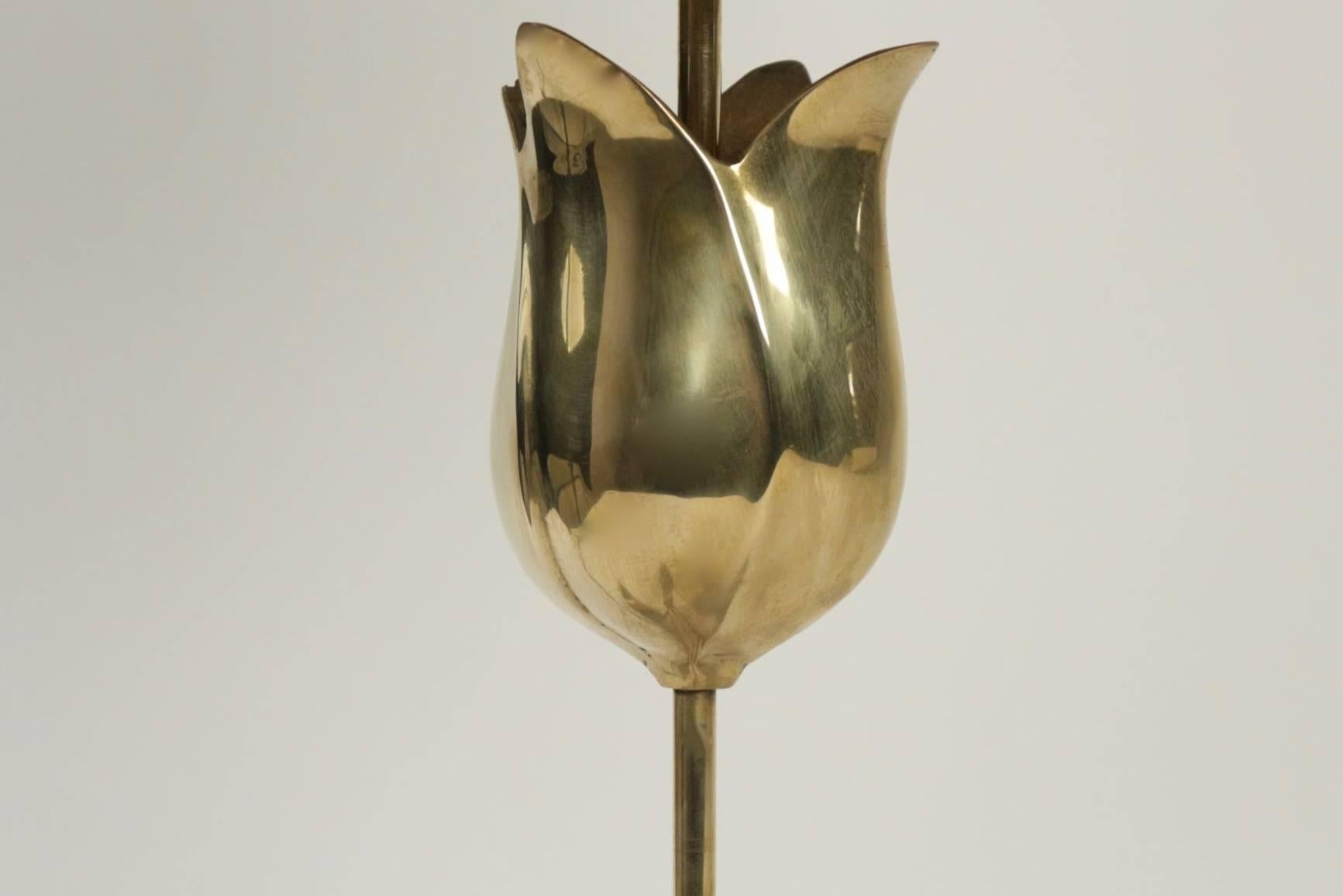 Mid-Century Modern 1970s Brass Table Lamp Attributed to Chrystiane Charles