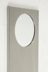 1970s Small Brushed Metal Mirror by Paul Le Geard