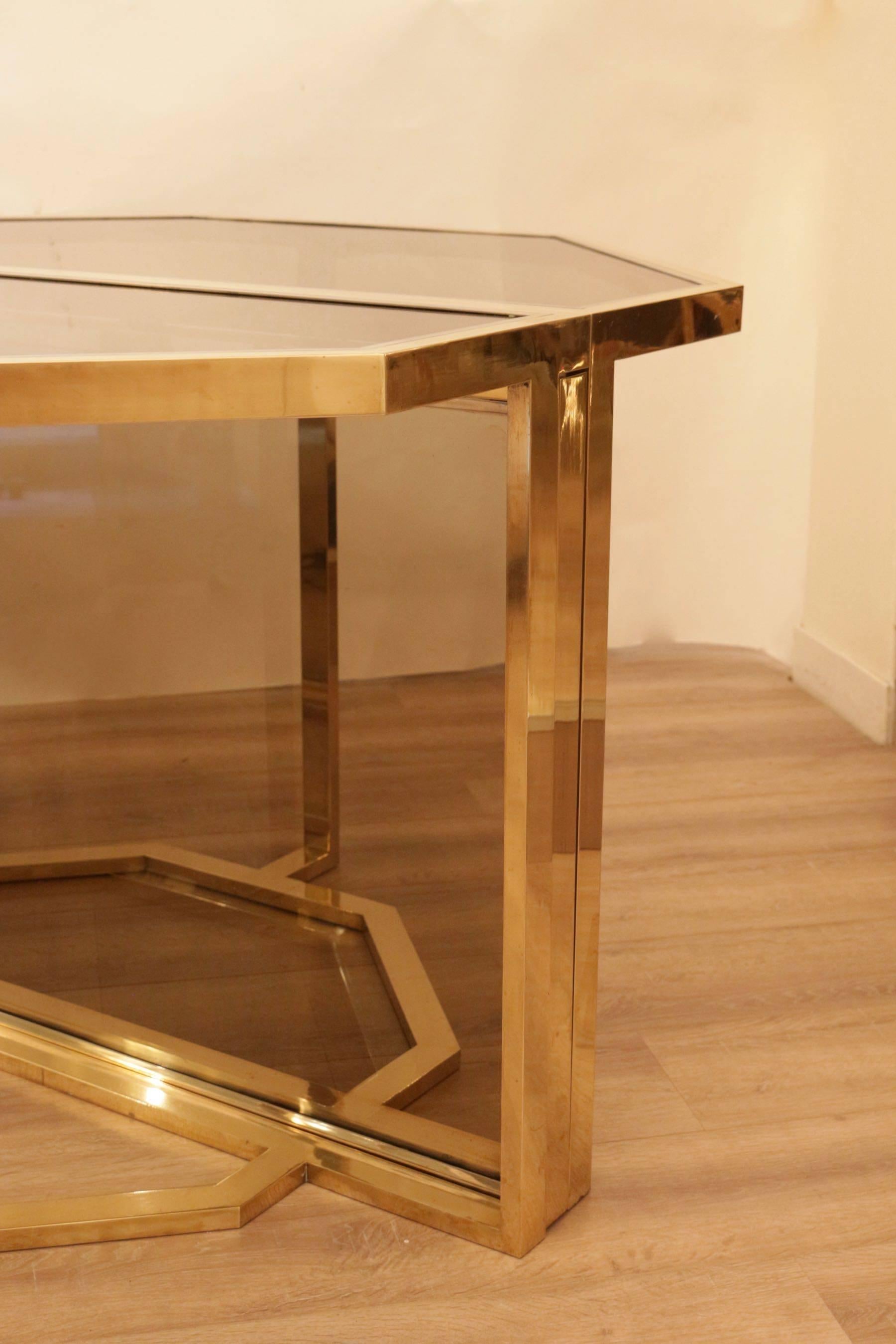 Late 20th Century 1970s Extending Dining Table, Brass and Chrome, Romeo Rega