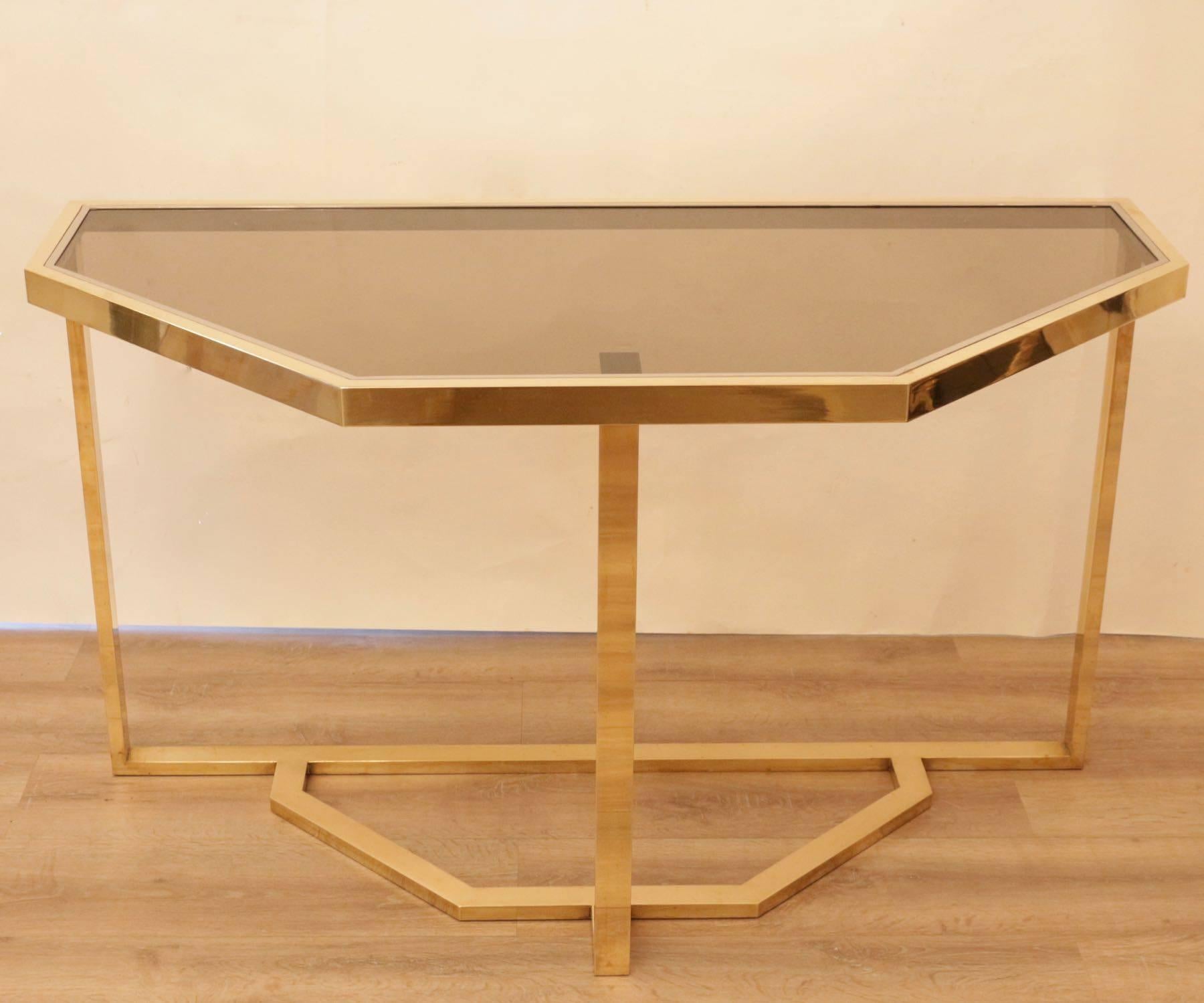 1970s Extending Dining Table, Brass and Chrome, Romeo Rega In Good Condition In Saint-Ouen, FR