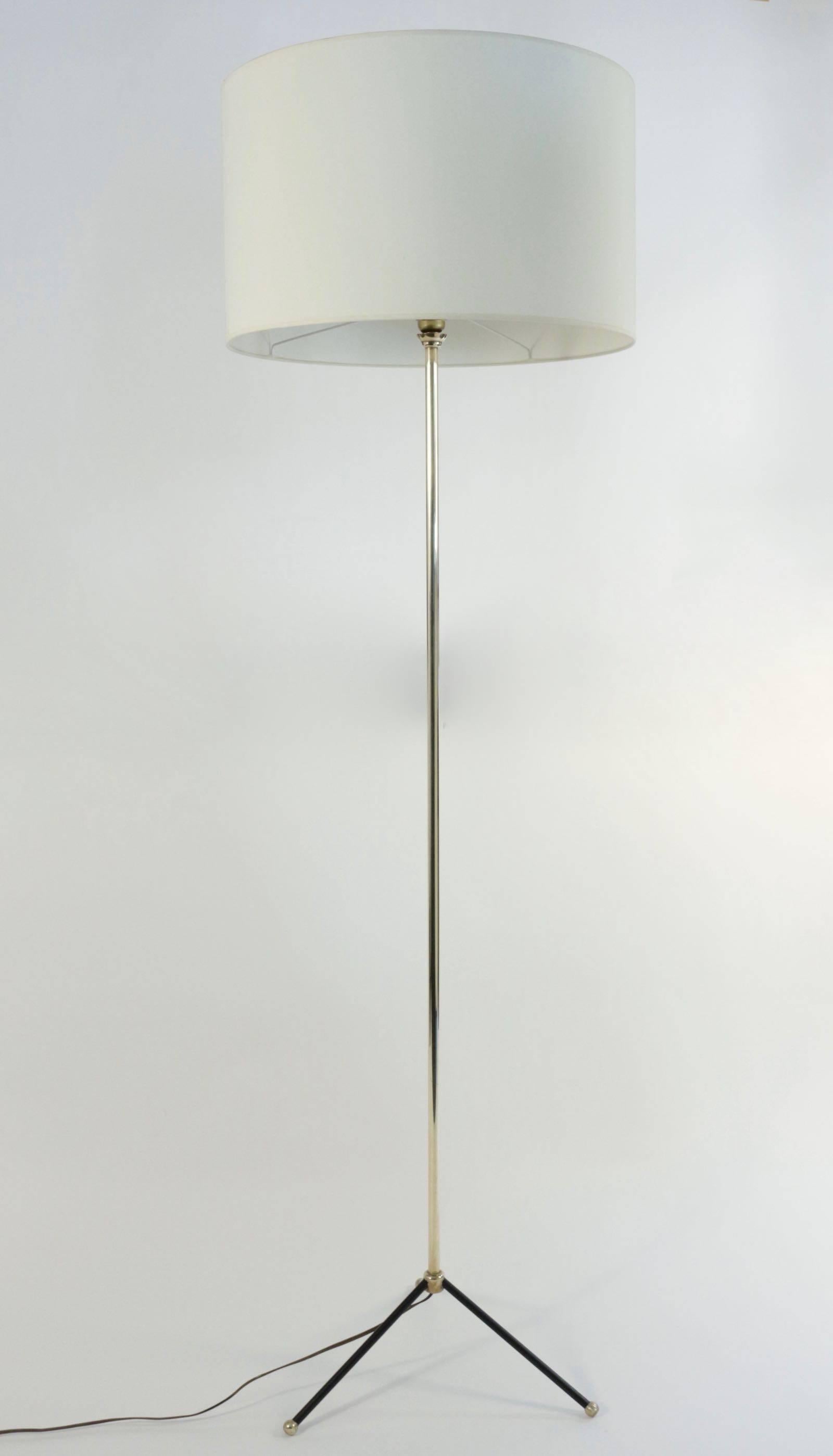 Brass 1950s Tripod Lunel Floor Lamp