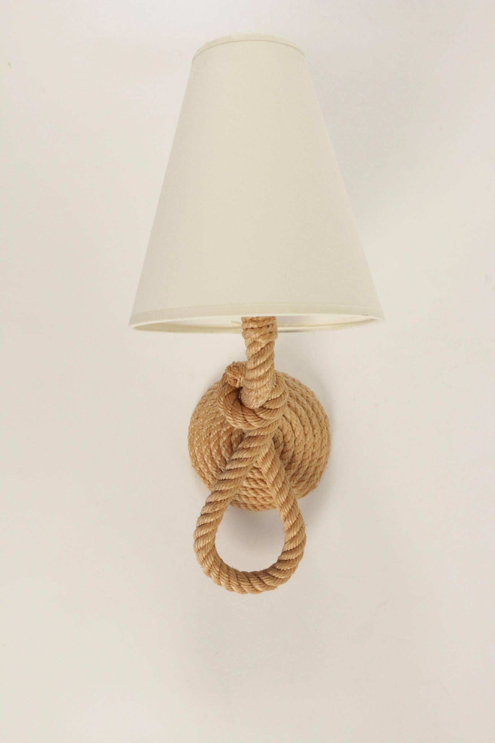 1950s Audoux and Minet Pair of Rope Sconces In Good Condition In Saint-Ouen, FR