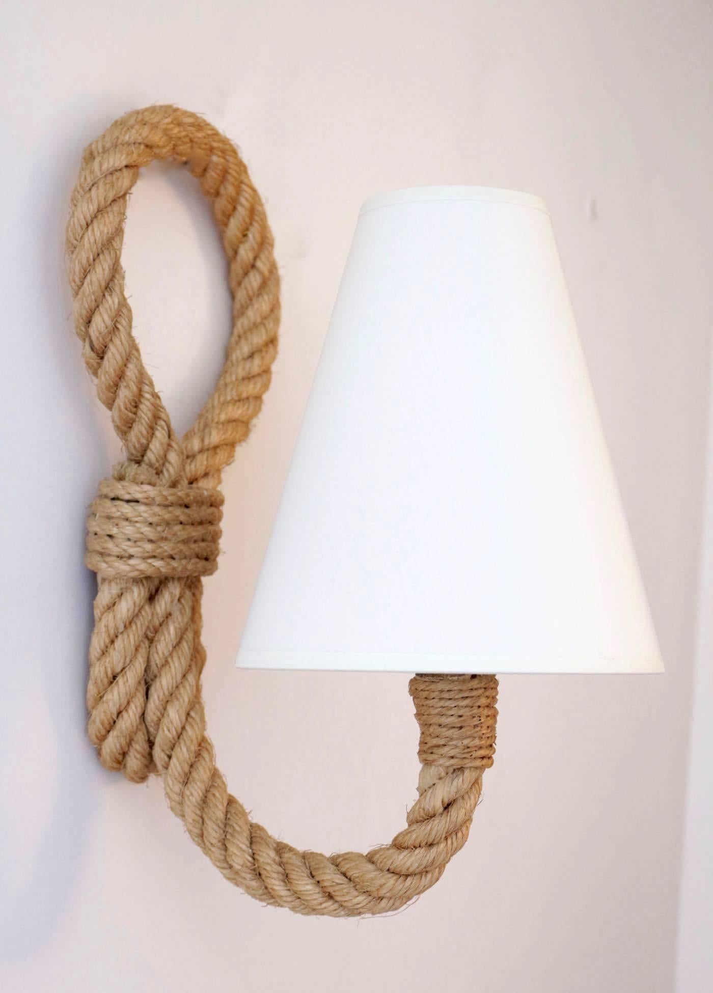 1950, Pair of Rope Sconces, Adrien Audoux and Frida Minet In Good Condition In Saint-Ouen, FR