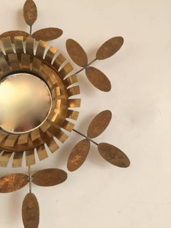 1960s Chatty Vallauris Floral Brass Mirror