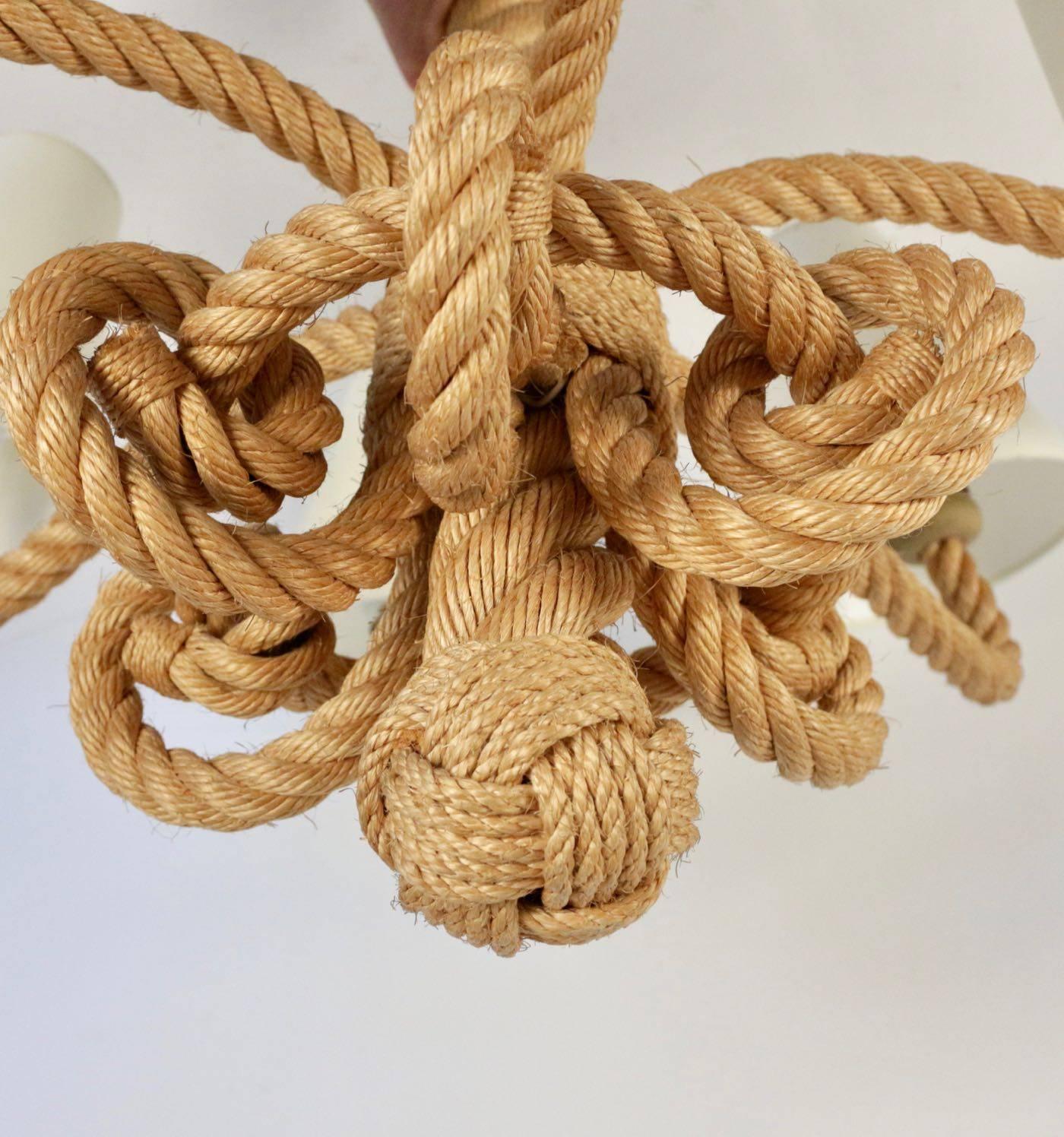 1950s Large Audoux and Minet Rope Chandelier In Excellent Condition In Saint-Ouen, FR
