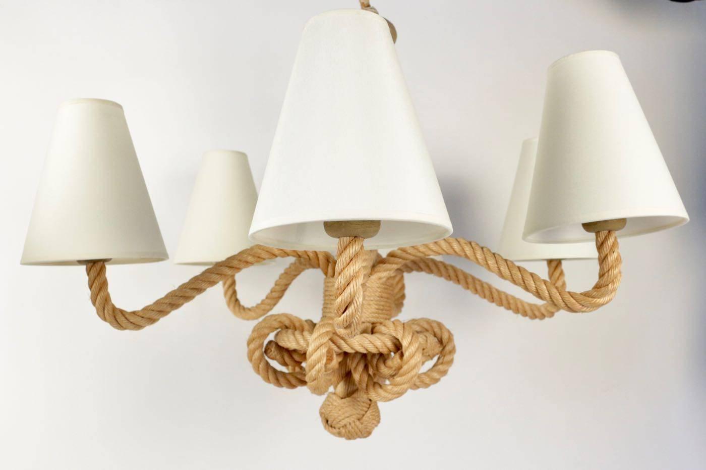 1950s Large Audoux and Minet Rope Chandelier 1