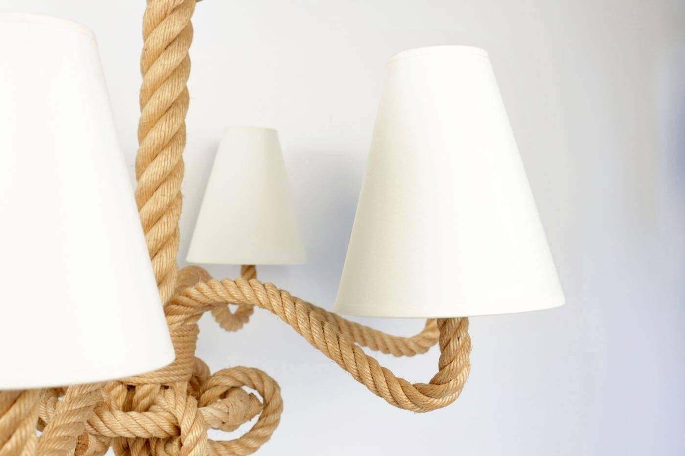 Mid-20th Century 1950s Large Audoux and Minet Rope Chandelier