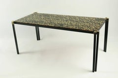1960s Maison Honore Low Table with Eglomized Glass Plate