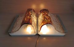 Pair of Italian Mid-century Mazzega Sconces by Toni Zuccheri, 1970s