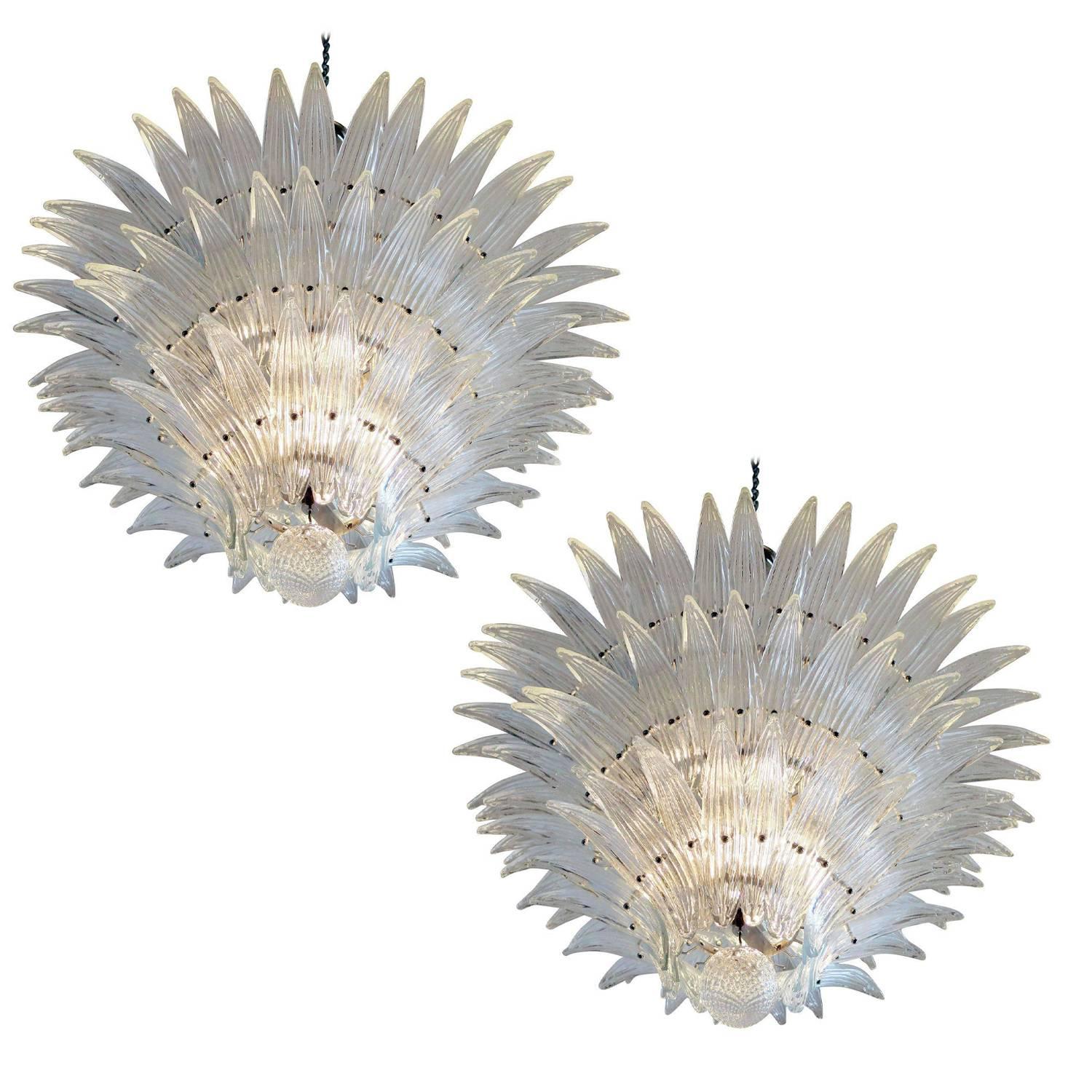 Pair of Majestic Murano Chandeliers "Palmette"