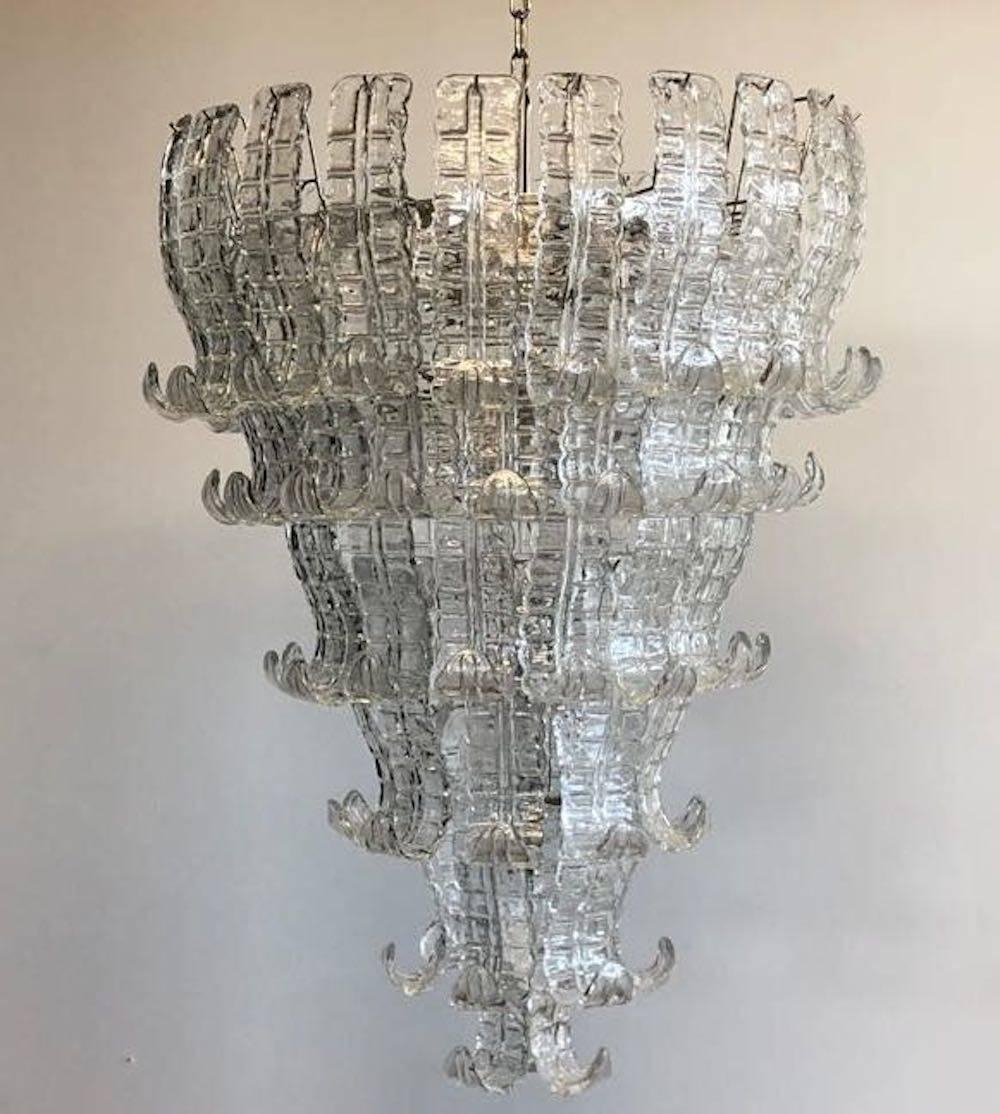 European Pair of Impressive Murano Glass Chandelier by Barovier & Toso, Italy, 1970s