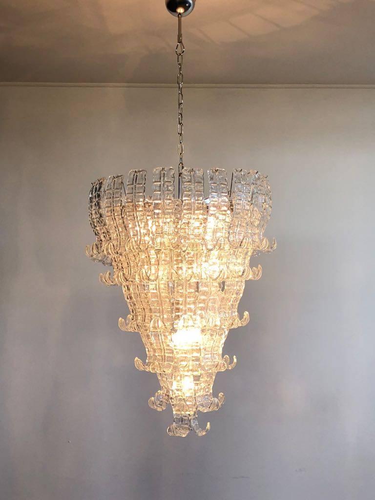 Late 20th Century Pair of Impressive Murano Glass Chandelier by Barovier & Toso, Italy, 1970s