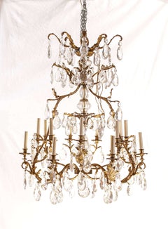 French Gilt Bronze and Cut-Glass, 14-Light Chandelier, 19th Century