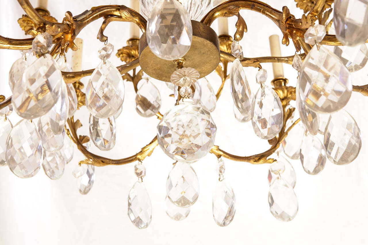 French Gilt Bronze and Cut-Glass, 14-Light Chandelier, 19th Century For Sale 1