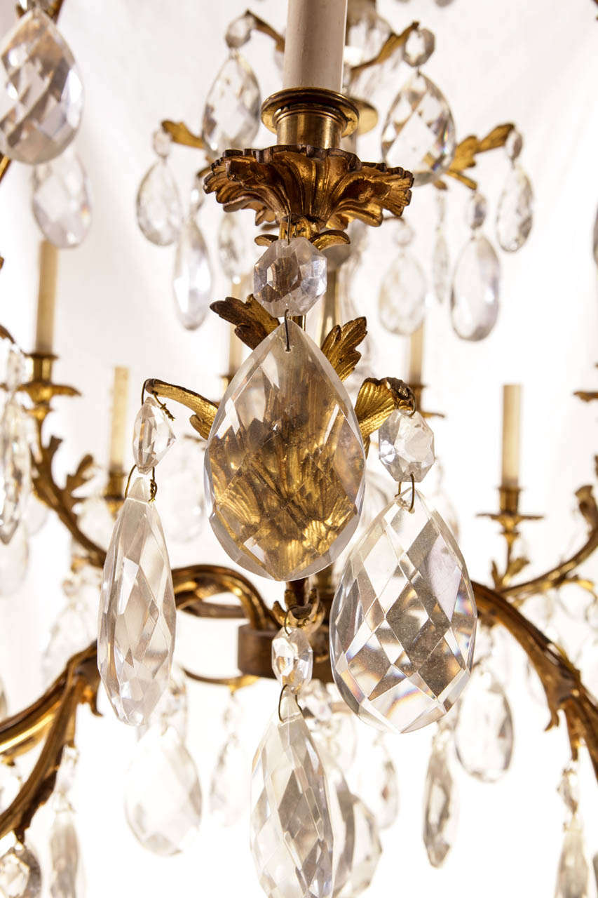 French Gilt Bronze and Cut-Glass, 14-Light Chandelier, 19th Century For Sale 3