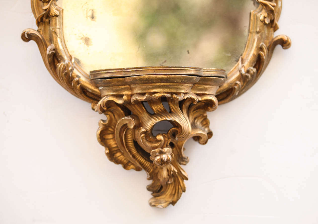 Louis XV Four 18th Century Italian Giltwood Mirrors or Wall Lights Roma, 1750 For Sale