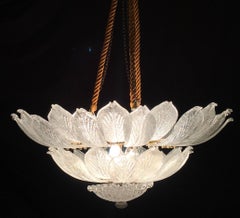 Pair of Italian Murano Leave Flush Mount Chandelier