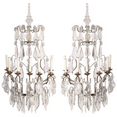  Pair of 19th Century Continental Seven Branch Cut-Glass Wall Lights