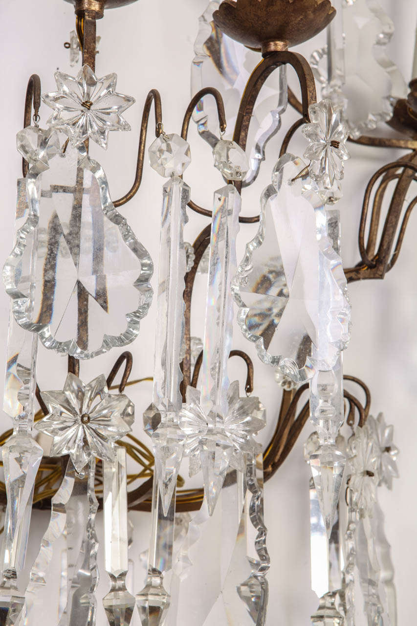 French  Pair of 19th Century Continental Seven Branch Cut-Glass Wall Lights For Sale