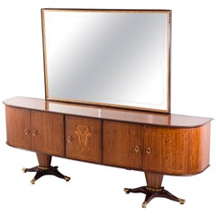 Italian Midcentury Sideboard with Mirror Attributed Paolo Buffa, 1950s