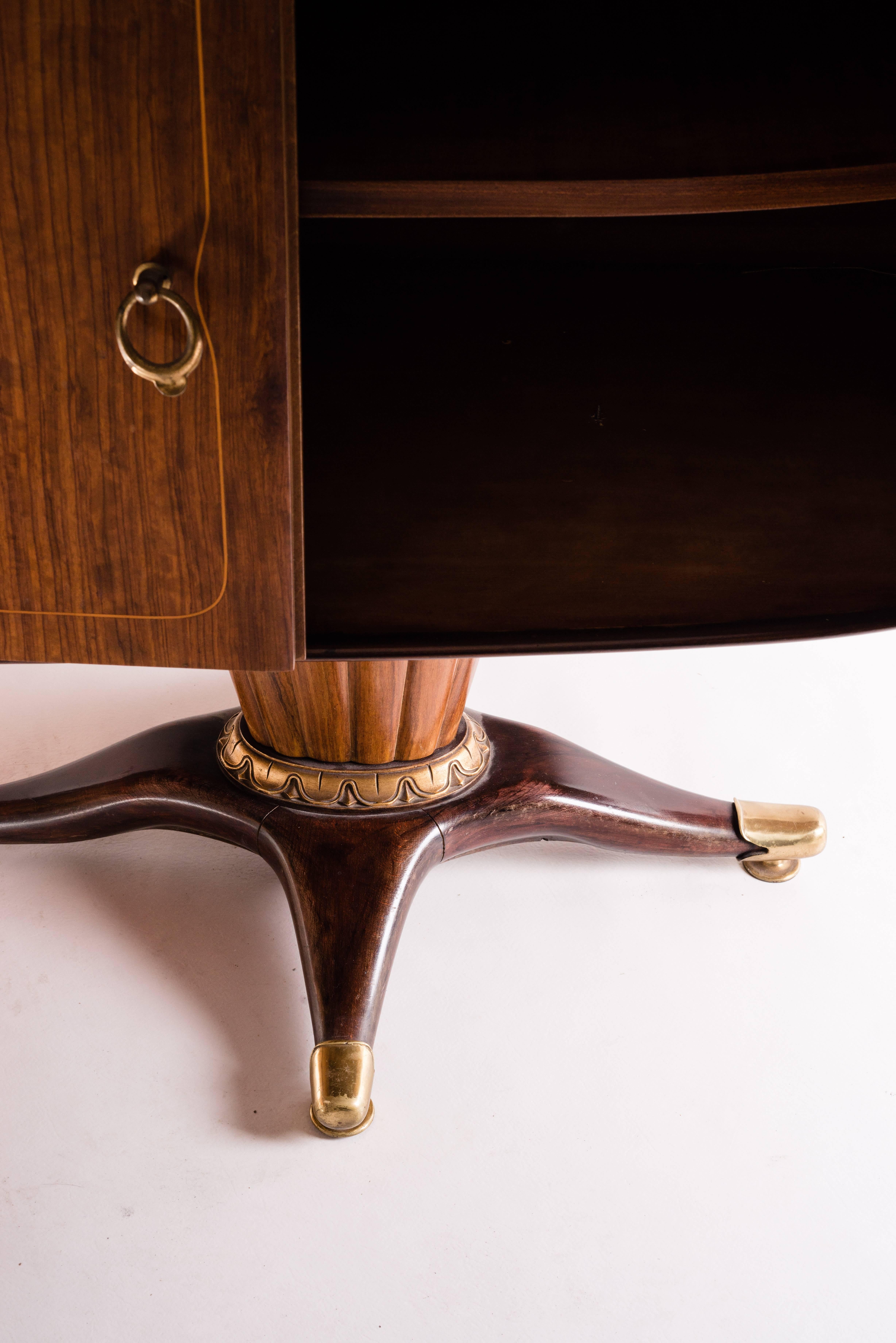 Mid-20th Century Italian Midcentury Sideboard with Mirror Attributed Paolo Buffa, 1950s For Sale