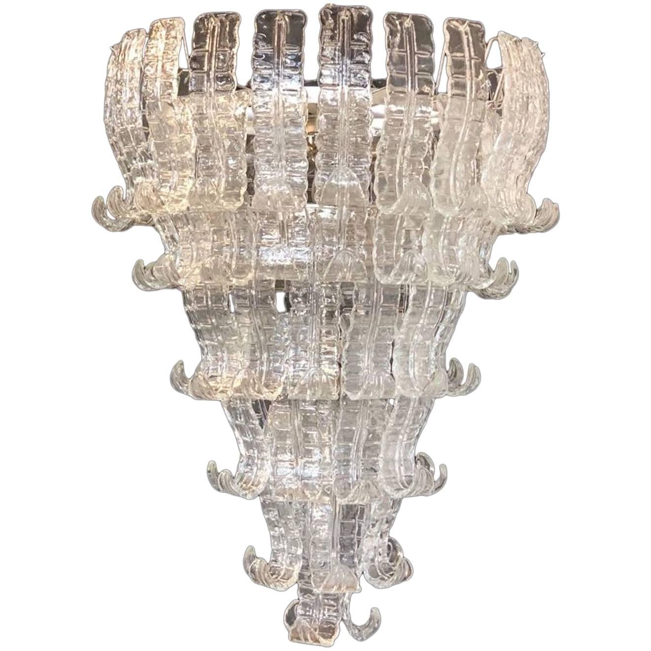 Mid-Century Modern Pair of Barovier & Toso Impressive Murano Glass Chandelier, Italy, 1970s For Sale