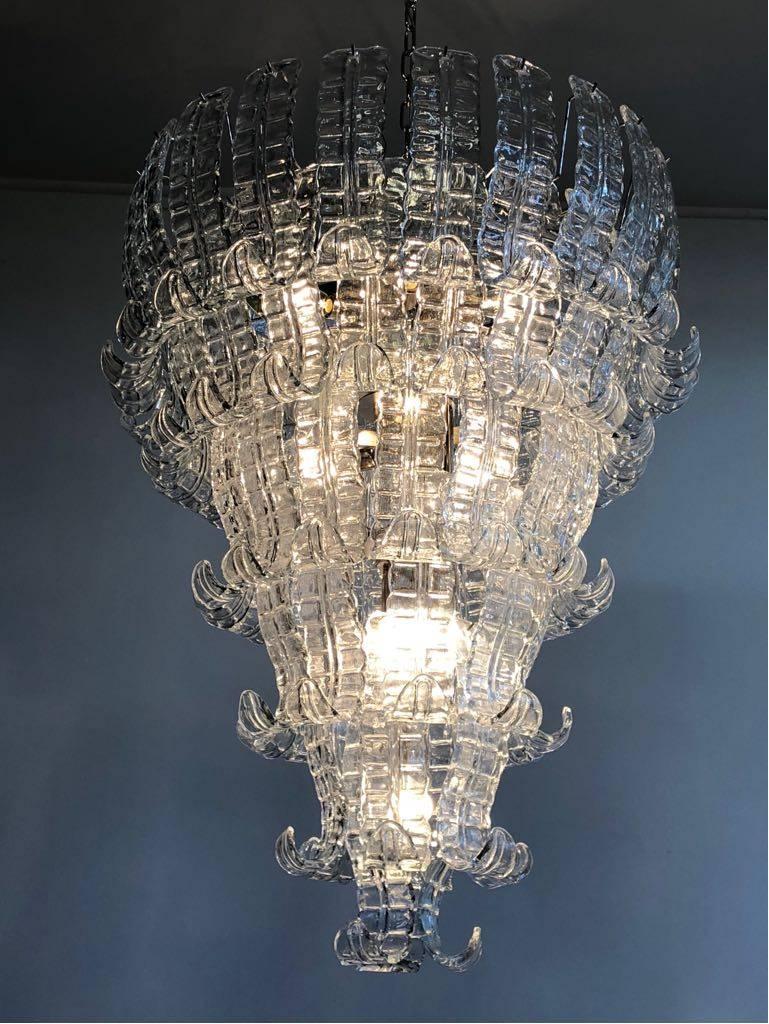 Pair of Barovier & Toso Impressive Murano Glass Chandelier, Italy, 1970s For Sale 2