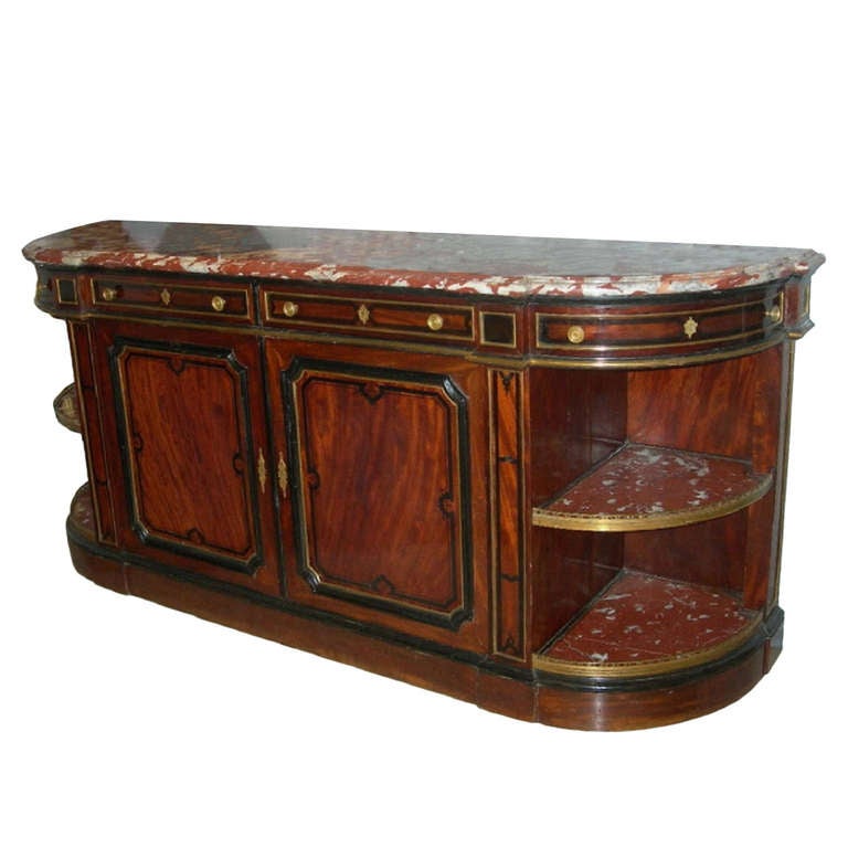 French 19th Century Buffet "Enfilade" with Marble-Top Royal Rouge of Languedoc For Sale