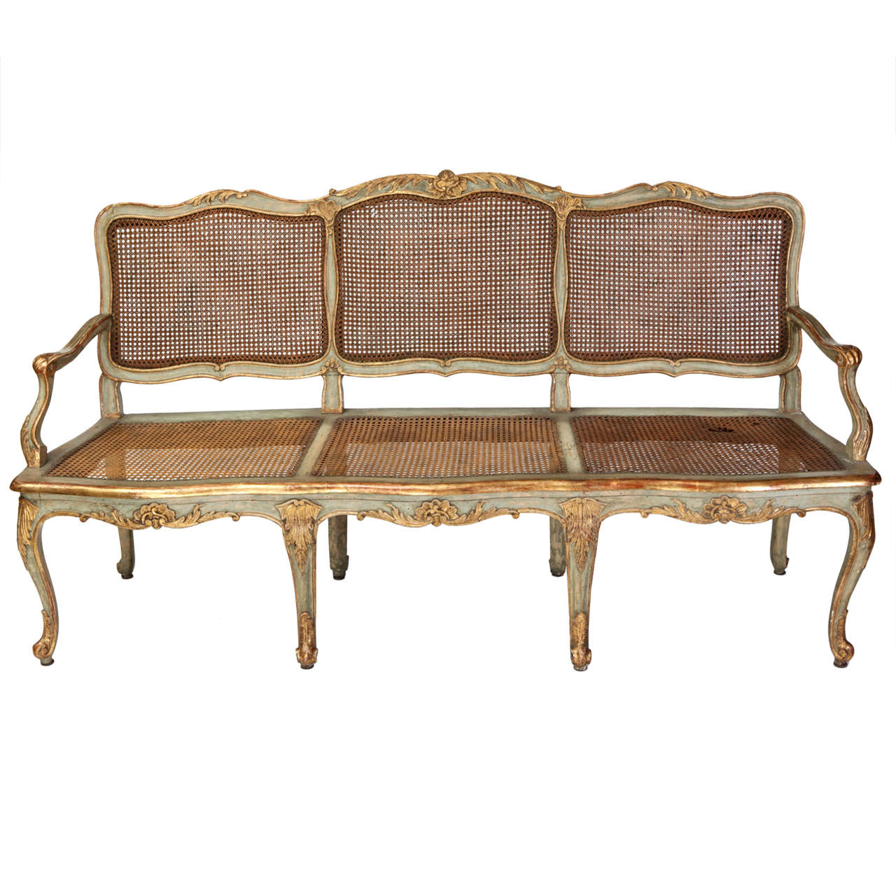  Italian Parcel-Gilt and Painted Canape or Sofa, 18th Century