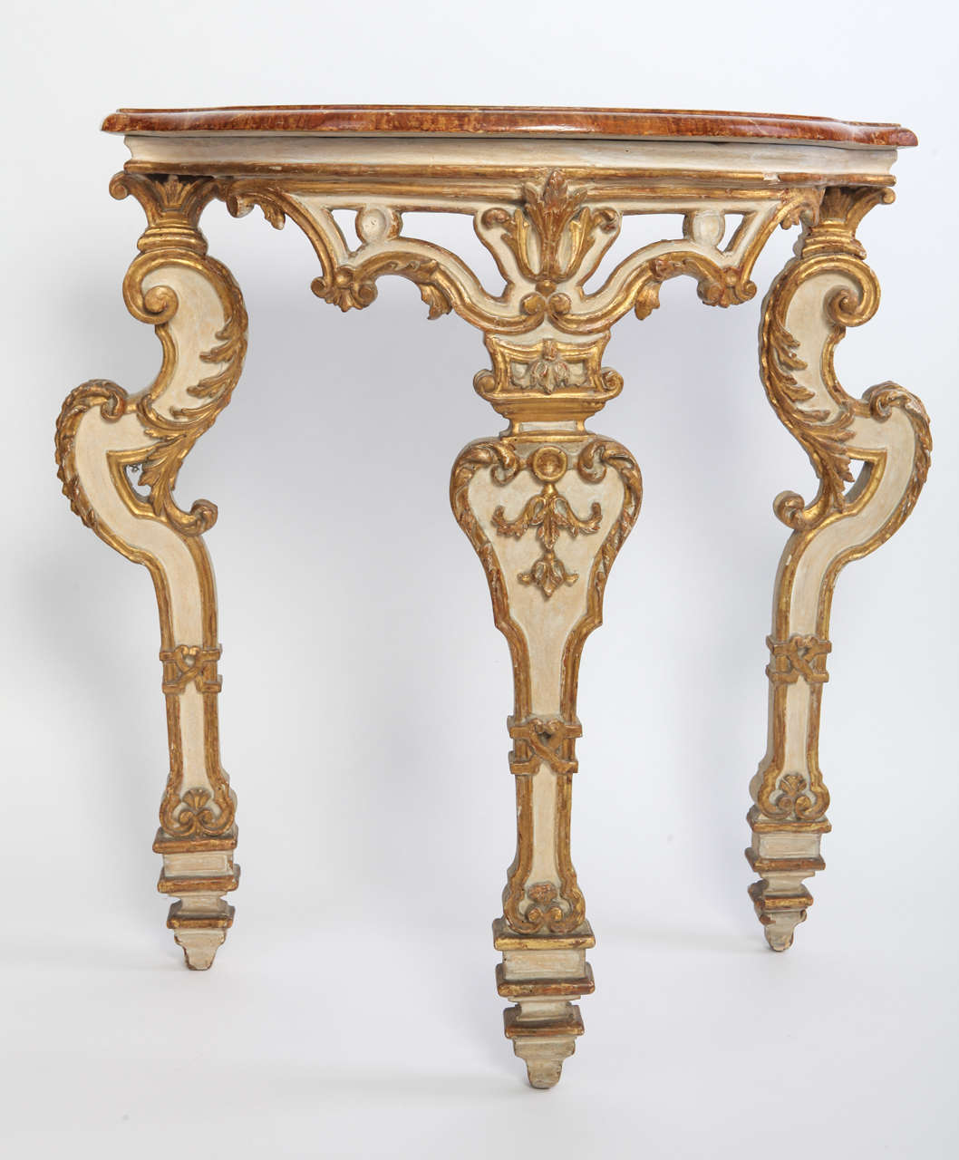 Pair of Italian 18th Century Painted and Parcel-Gilt Console Tables (Barock)