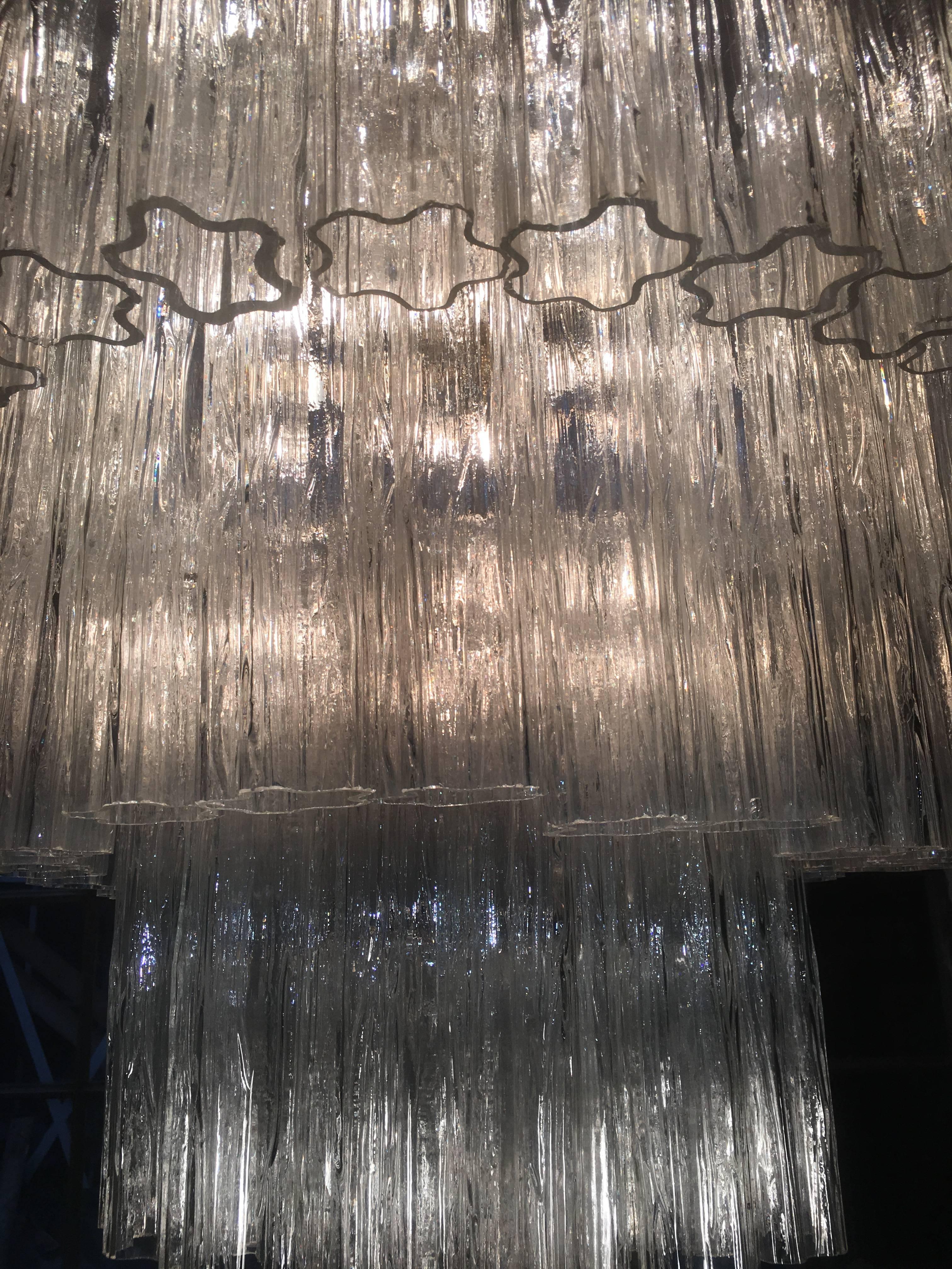Pair of Murano Glass Tronchi Chandeliers by Toni Zuccheri for Venini, 1970s (Mitte des 20. Jahrhunderts)