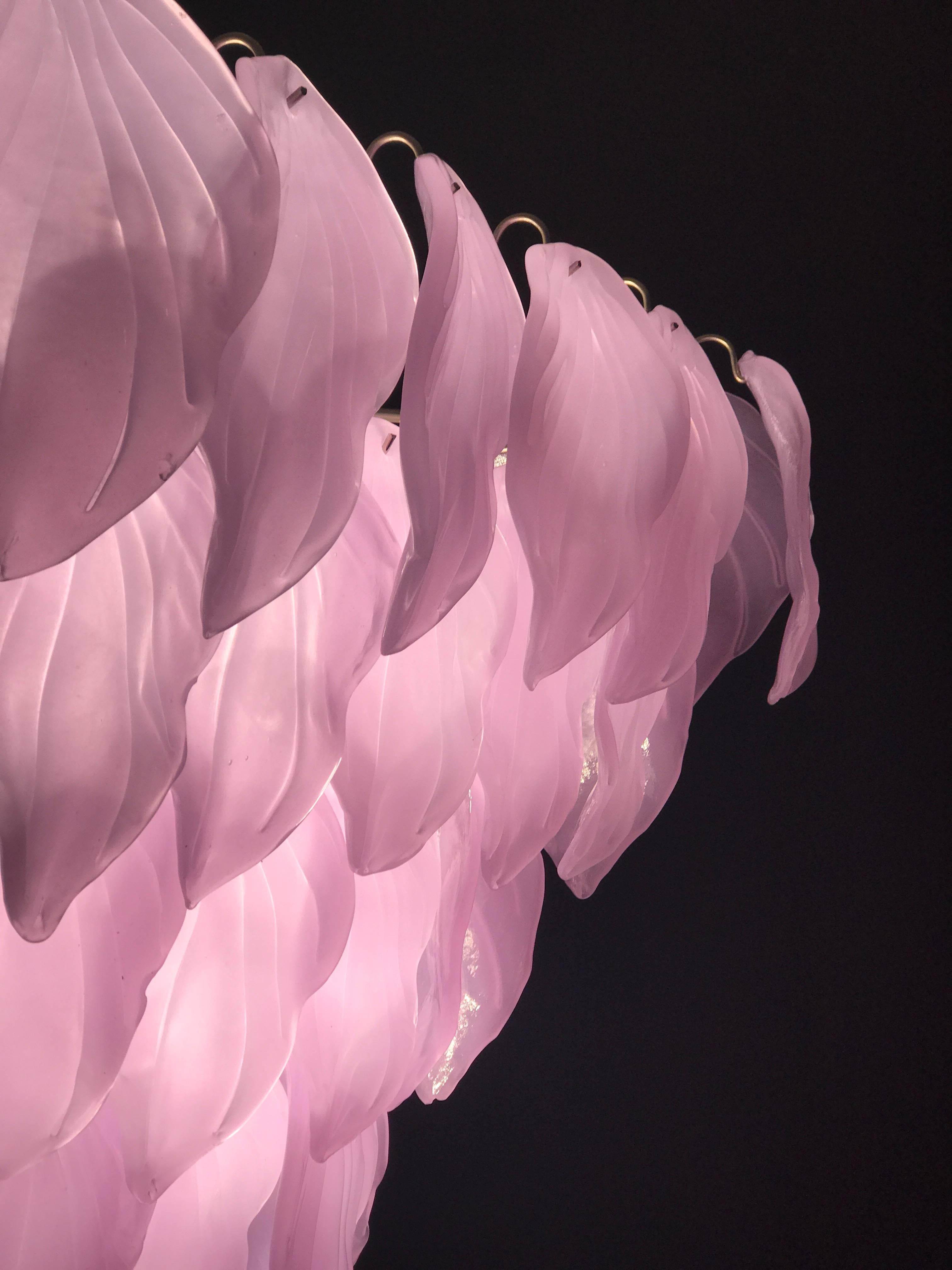 Italian Pink Color Murano Glass Chandelier, 1980s (Moderne)