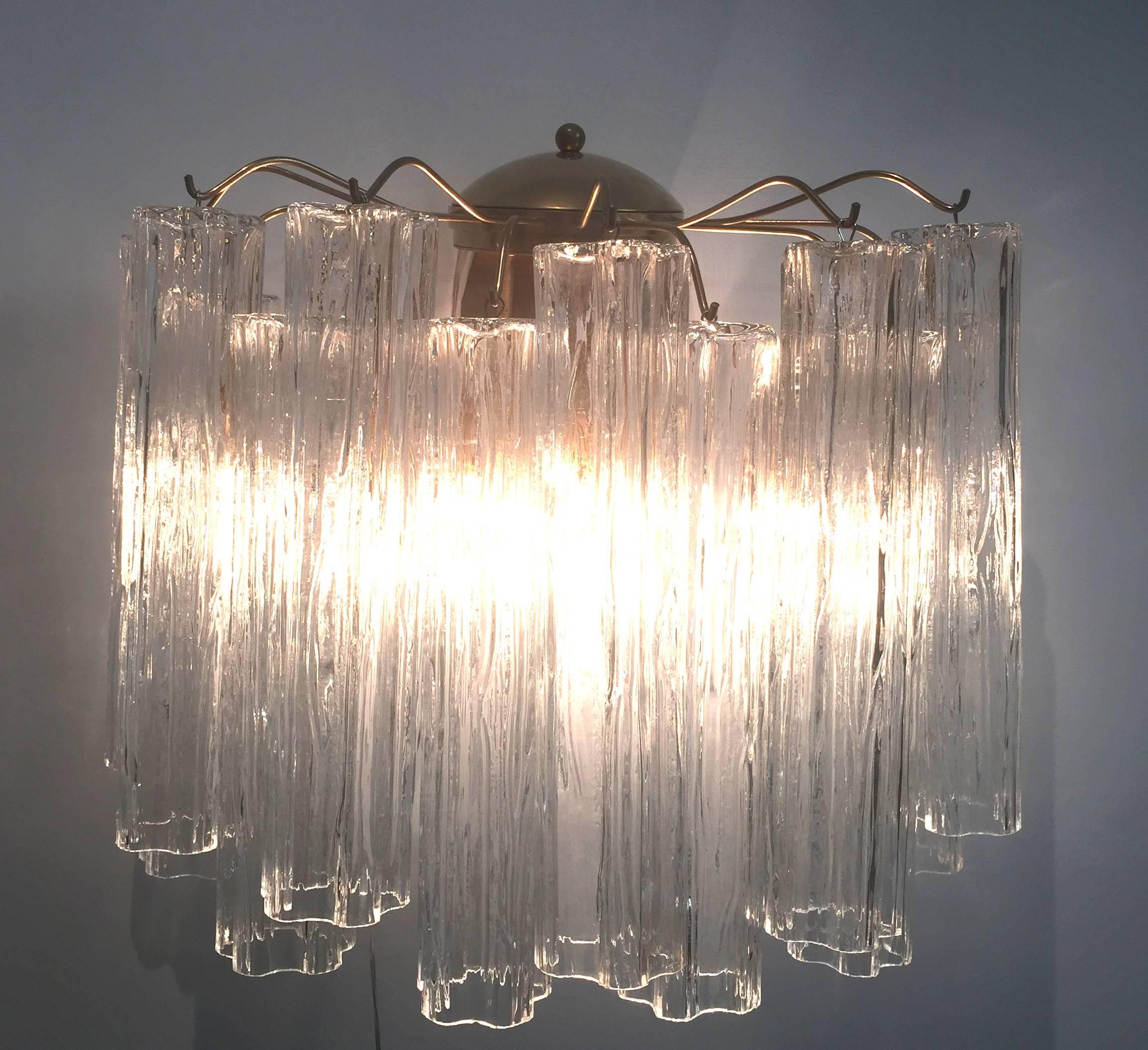 Majestic Pair of Italian Tronchi Chandeliers Tony Zuccheri for Venini, 1960s 2