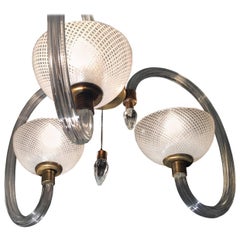 Prezioso lampadario di Murano "Reticello" di Ercole Barovier, Venezia, anni '40