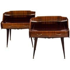 Retro Pair of Italian Mid Century Nightstands in the Style of Paolo Buffa, circa 1950s