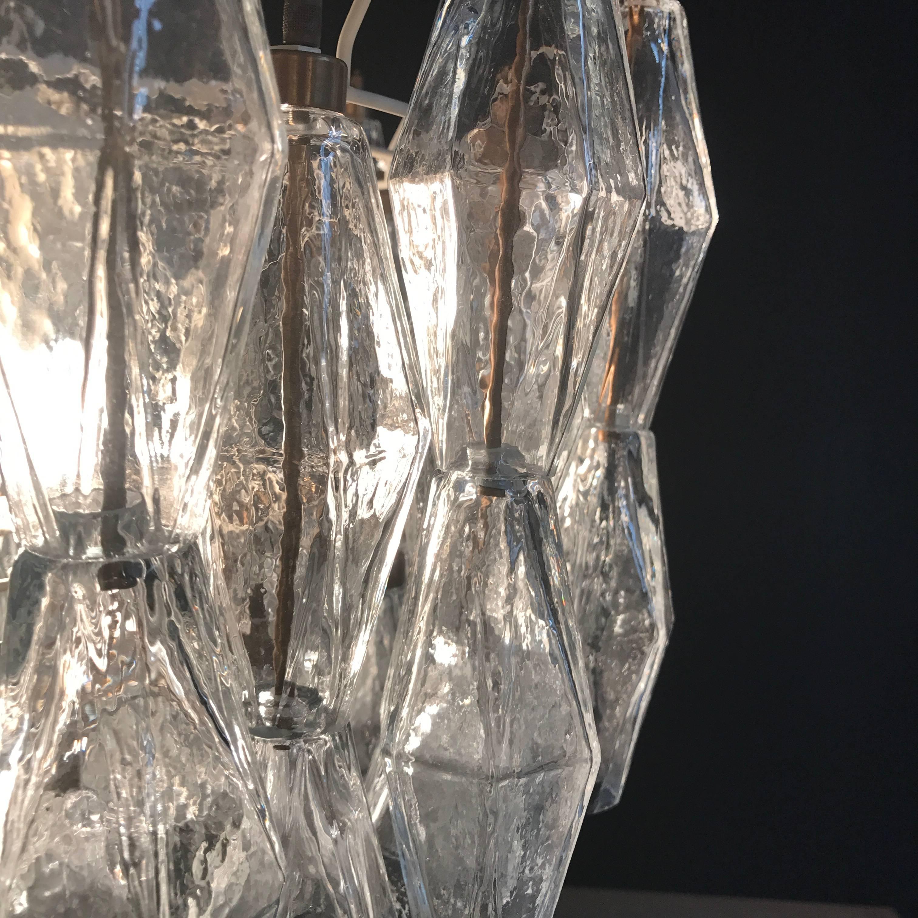 Italian Poliedri Murano Glass Chandeliers Carlo Scarpa Style for Venini