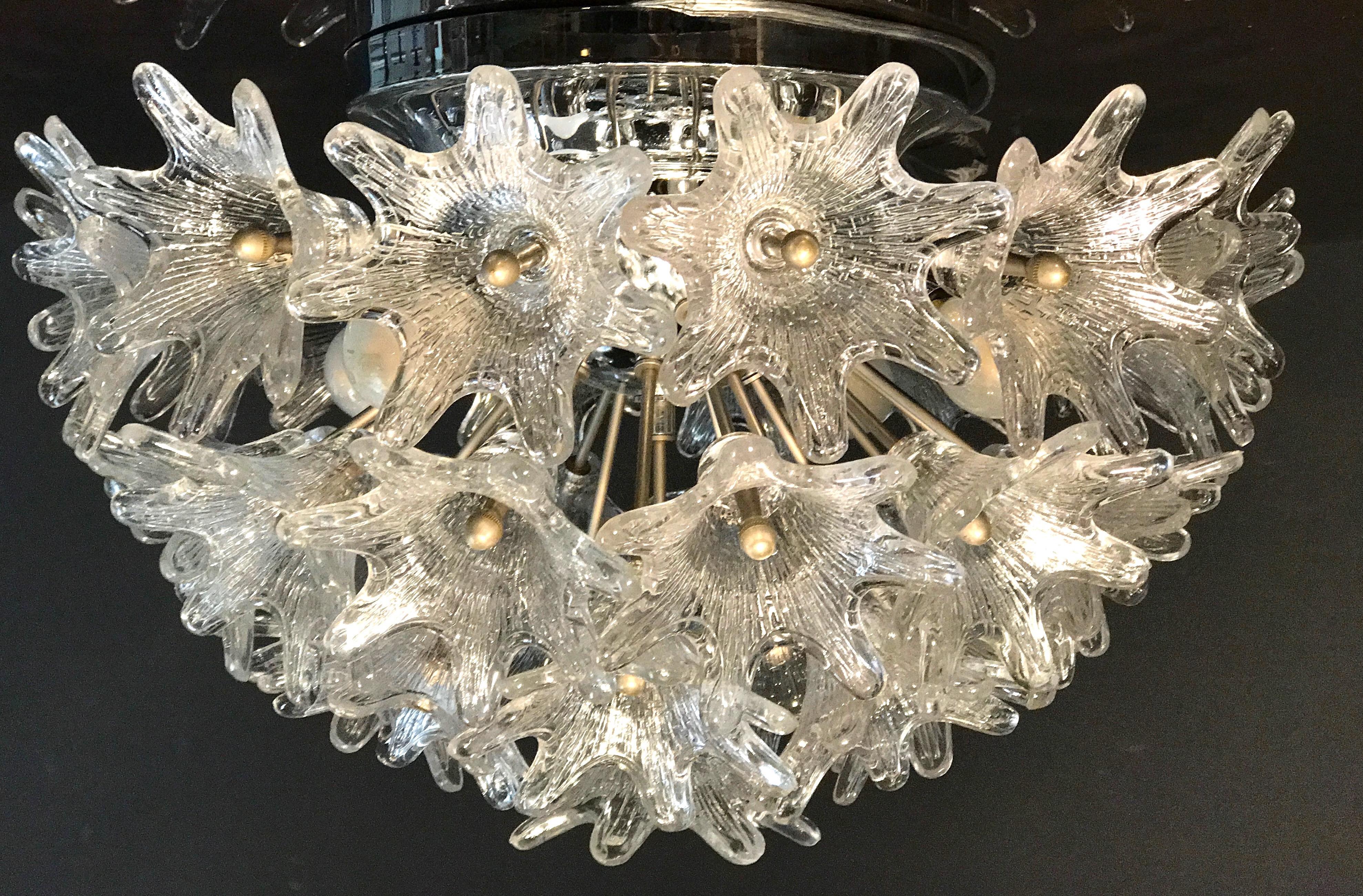 Pair of Murano Glass Flower Sputnik Chandelier by Venini for VeArt, Italy, 1960s 10