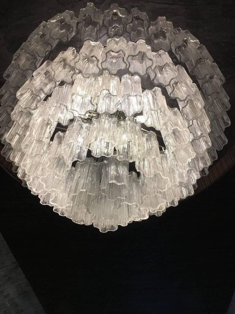Pair Of Murano Glass Tronchi Chandeliers By Toni Zuccheri For Venini 